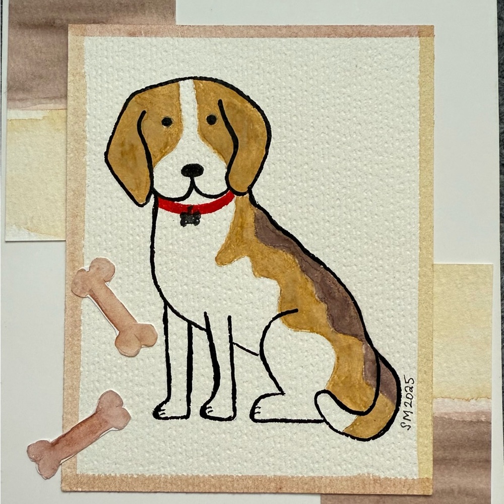 Charming Dog Art Beagle greeting card blank hand painted